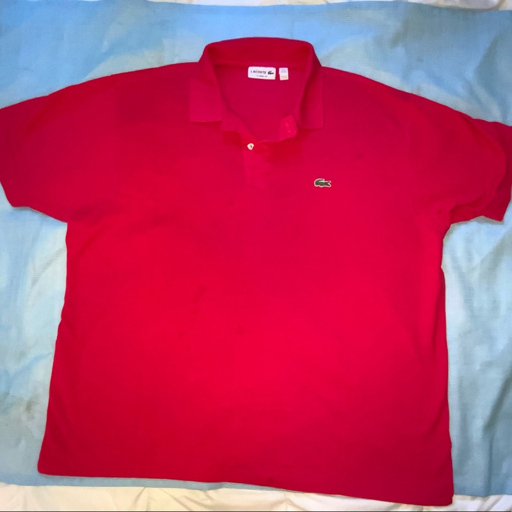 Lacoste, men's t-shirt dark pink in colour, in excellent condition size XXXL.